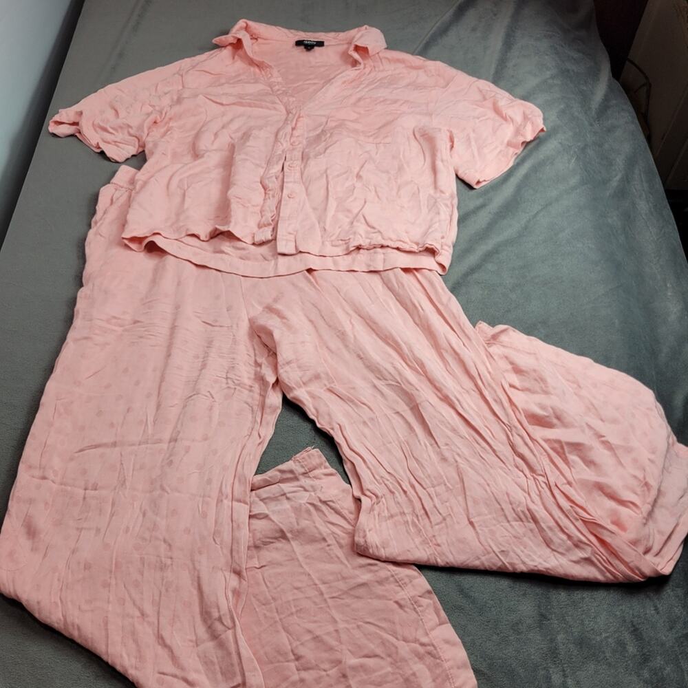 Alfani‎ Intimates PJ Set Womens Size Medium Pink Polka Dot Button Top Slit Pant - Picture 2 of 15